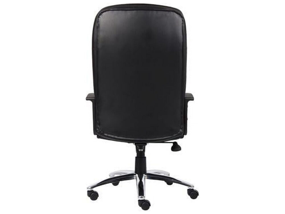 Boss Office Products High Back LeatherPlus Executive Chair with Chrome Base and Casters, Black - Image 5