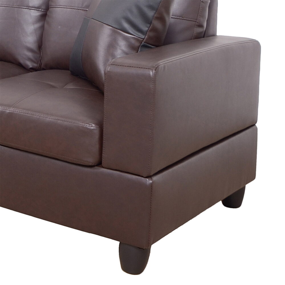 Hommoo 4 Seat Living Room Furniture Sets, Faux Leather Sectional Sofa, Modern L-Shaped Couches and Sofas Set for Home, Brown(No Ottomans) - Image 6