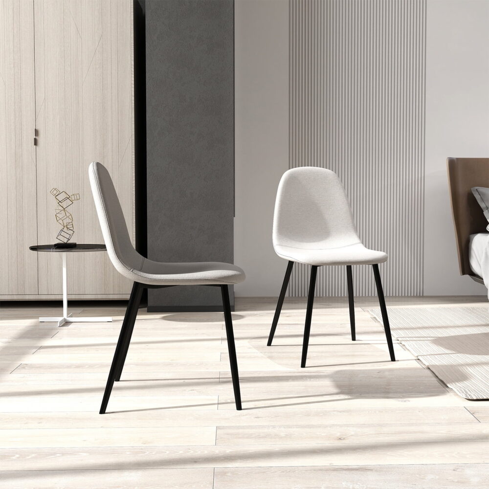 Homy Casa Office Desk Chairs Set of 4, Modern Upholstered Seat for Home Office Conference Room, Beige - Image 6