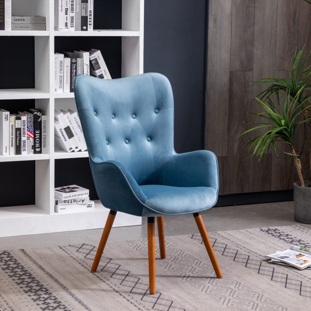 Roundhill Furniture Doarnin Wingback Chair, Blue - Image 4
