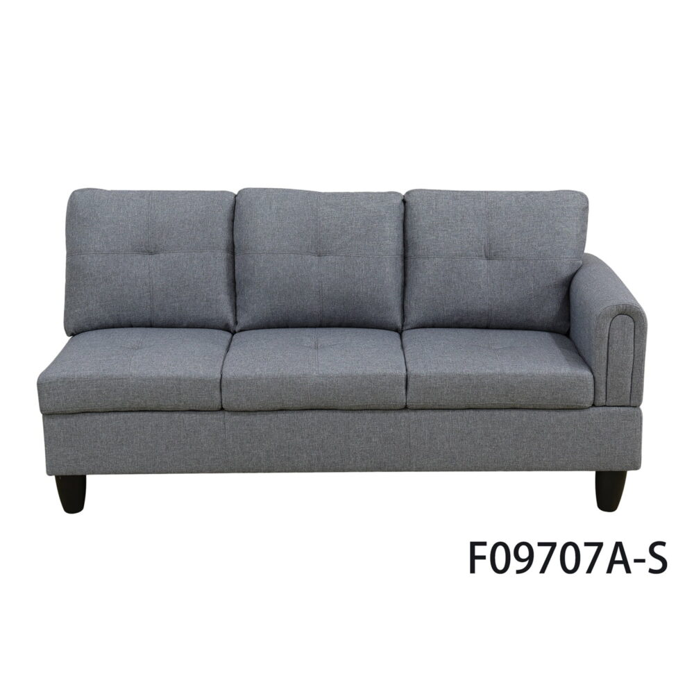 Hommoo Modern 4-seat Linen Living Room Furniture Sets Sectional Couches and Sofas, L Shaped Sectional Couch Sofa, Gray(No Ottoman) - Image 4