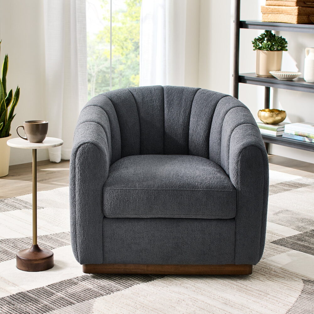 Better Homes & Gardens Lillian Accent Swivel Chair, Charcoal Boucle - Image 4