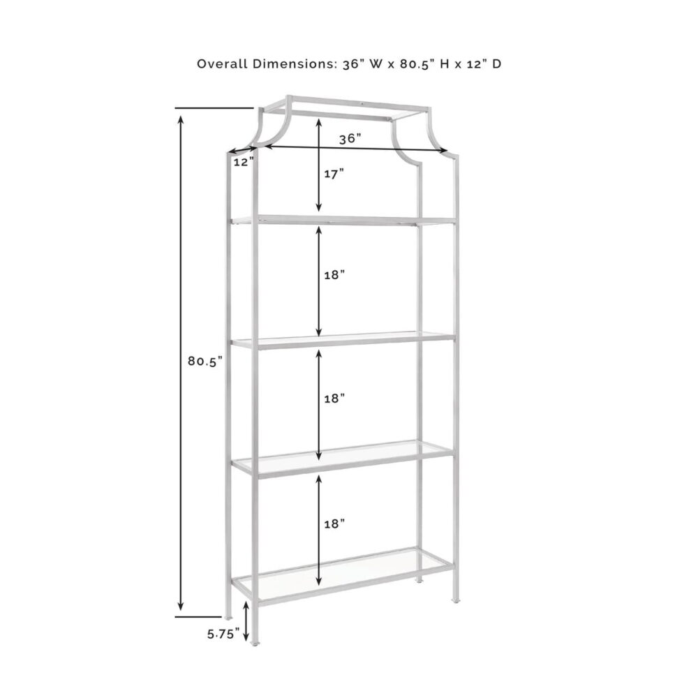 Crosley Furniture Aimee Bookshelf with Glass Shelves, Bookcase Storage - Image 4