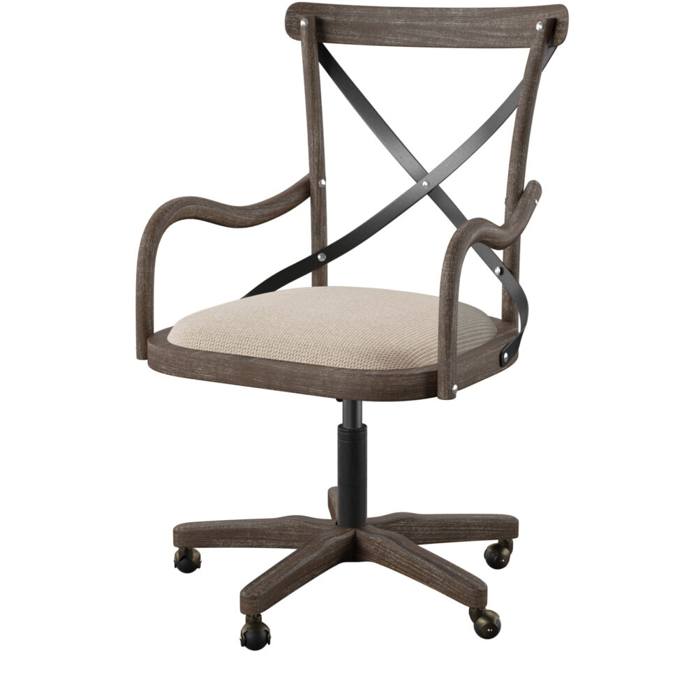 Linon Carson Wood and Metal High Back Indoor Executive Chair, Graywash - Image 3