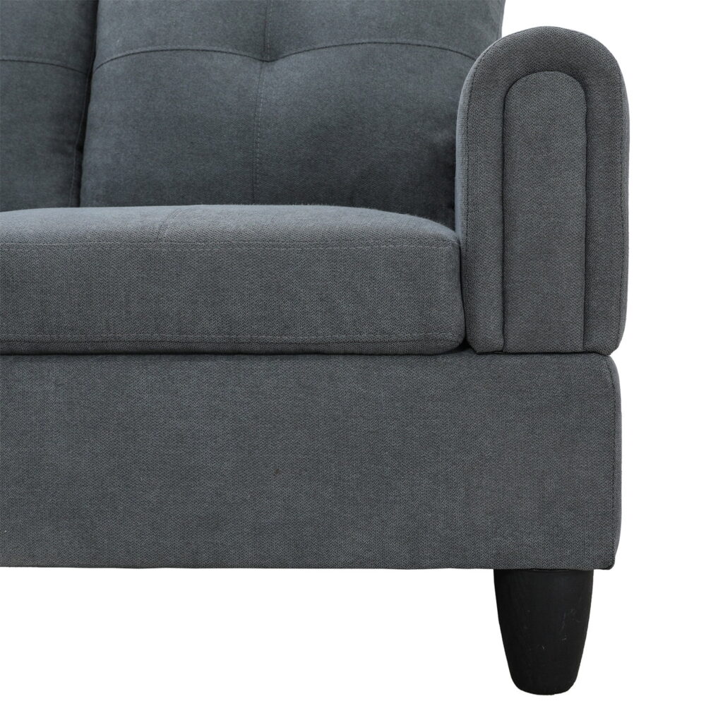 Hommoo Flannel Sectional Sofa Model Set, Modern 4-Seat Couches and Sofaes, L-Shaped Living Room Furniture Set, Dark Grey(No Ottomans) - Image 7