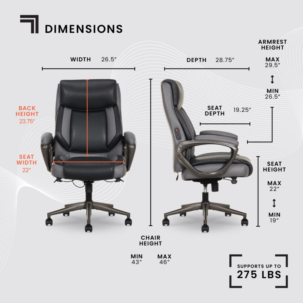 Sharper Image S-140 Massage and Heat Office Chair, Black/Gray - Image 2