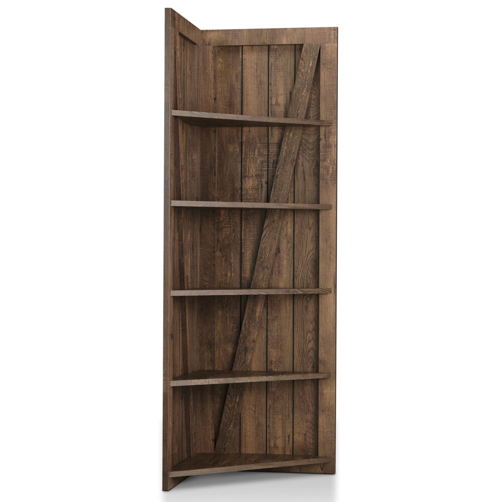 Furniture of America Helsa 5-Shelf Corner Bookcase, Oak - Image 5