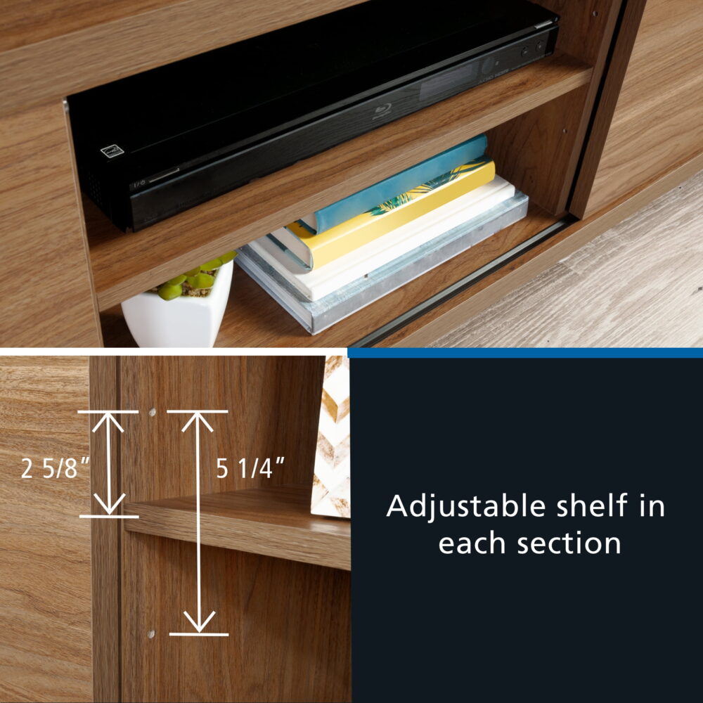Mainstays Westley Sliding Door TV Stand for TVs up to 75”, Warm Walnut Finish - Image 5