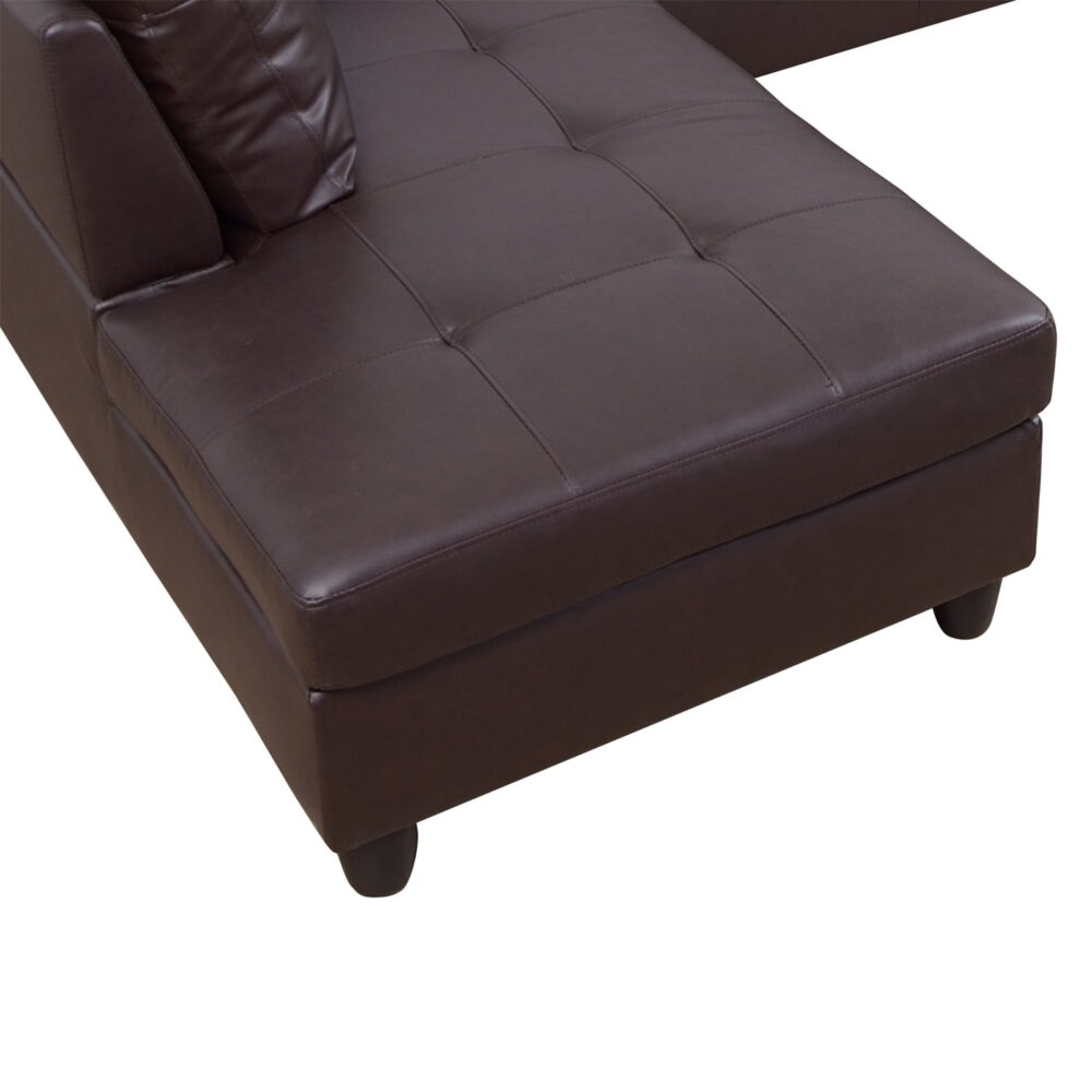 Hommoo 4 Seat Living Room Furniture Sets, Faux Leather Sectional Sofa, Modern L-Shaped Couches and Sofas Set for Home, Brown(No Ottomans) - Image 5
