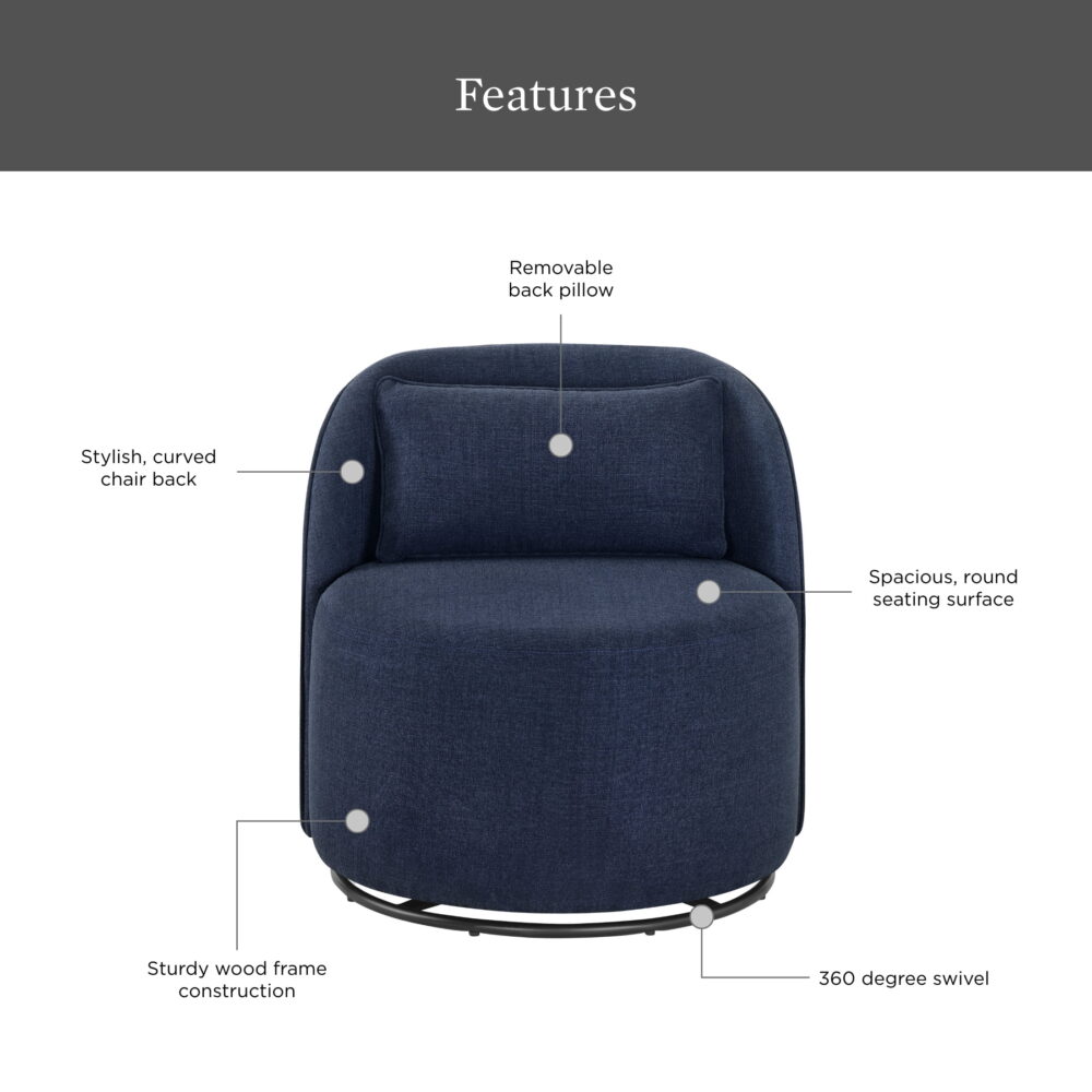 Better Homes & Gardens Juliet Modern Arch Swivel Accent Chair, Navy - Image 6