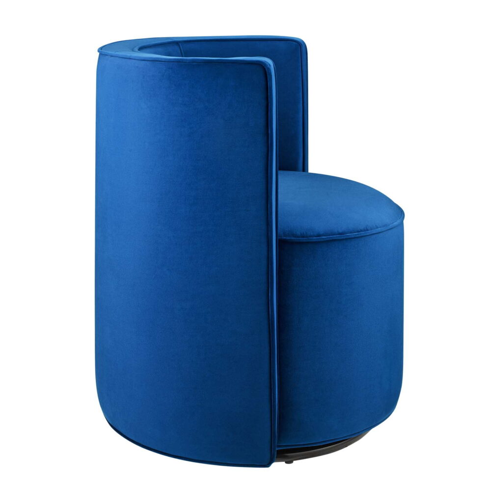 Modway Della Performance Velvet Fabric and Iron Swivel Chair in Navy - Image 2