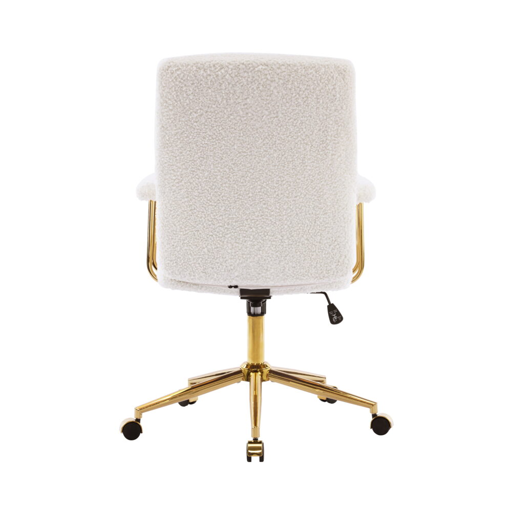 Techni Mobili Elegant Textured Boucle White and Gold Office Chair, RTA-3270C-WHT - Image 5