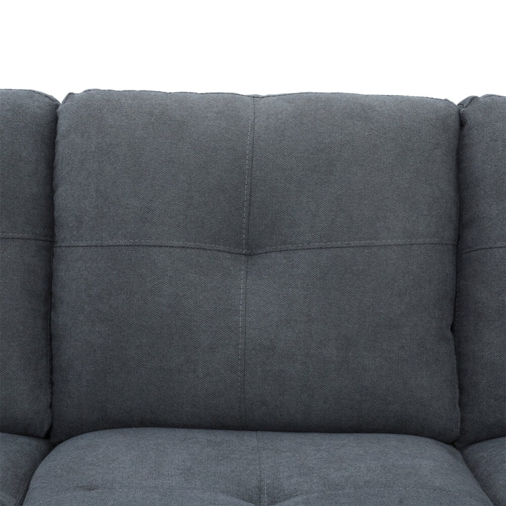 Hommoo Flannel Sectional Sofa Model Set, Modern 4-Seat Couches and Sofaes, L-Shaped Living Room Furniture Set, Dark Grey(No Ottomans) - Image 6