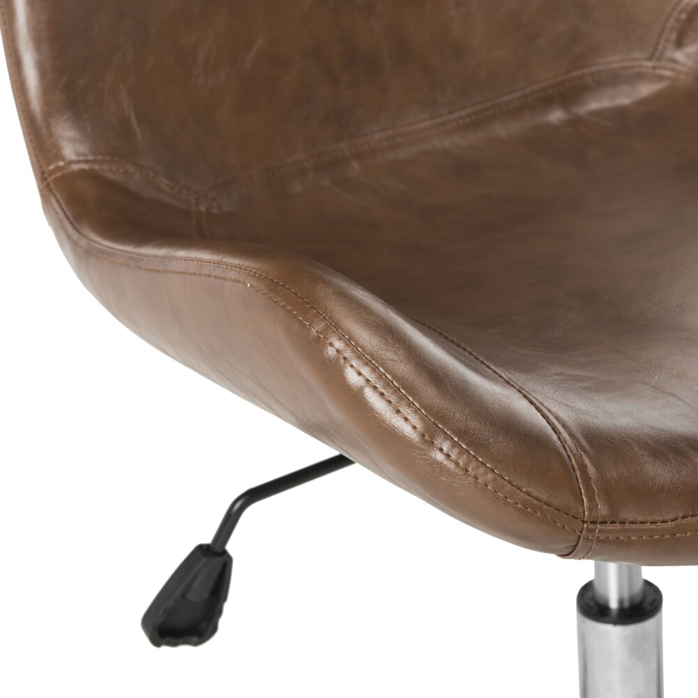 SAFAVIEH Fletcher Modern Swivel Bicast Leather Office Chair, Brown - Image 7