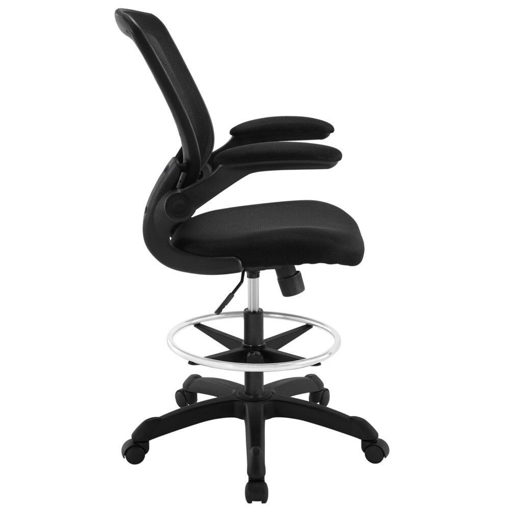 Modway Veer Modern Mesh Fabric & Metal Drafting Chair in Black - Image 3