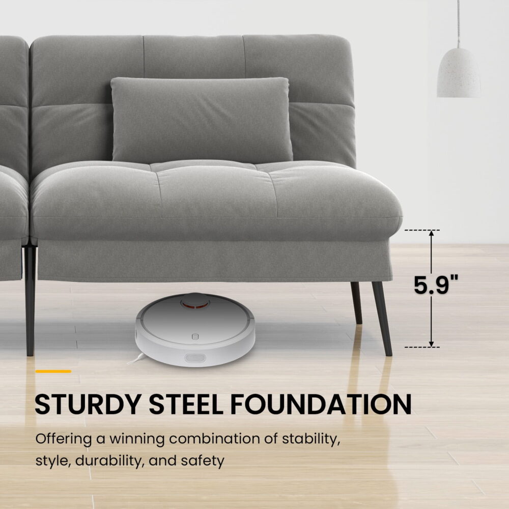 COMHOMA Cloud Comfort Convertible Futon Sofa Bed, Gray - Image 3