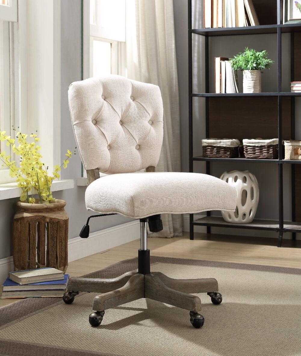 Linon Vinson Manager's Chair with Adjustable Height & Swivel, 275 lb. Capacity, Natural Fabric - Image 4