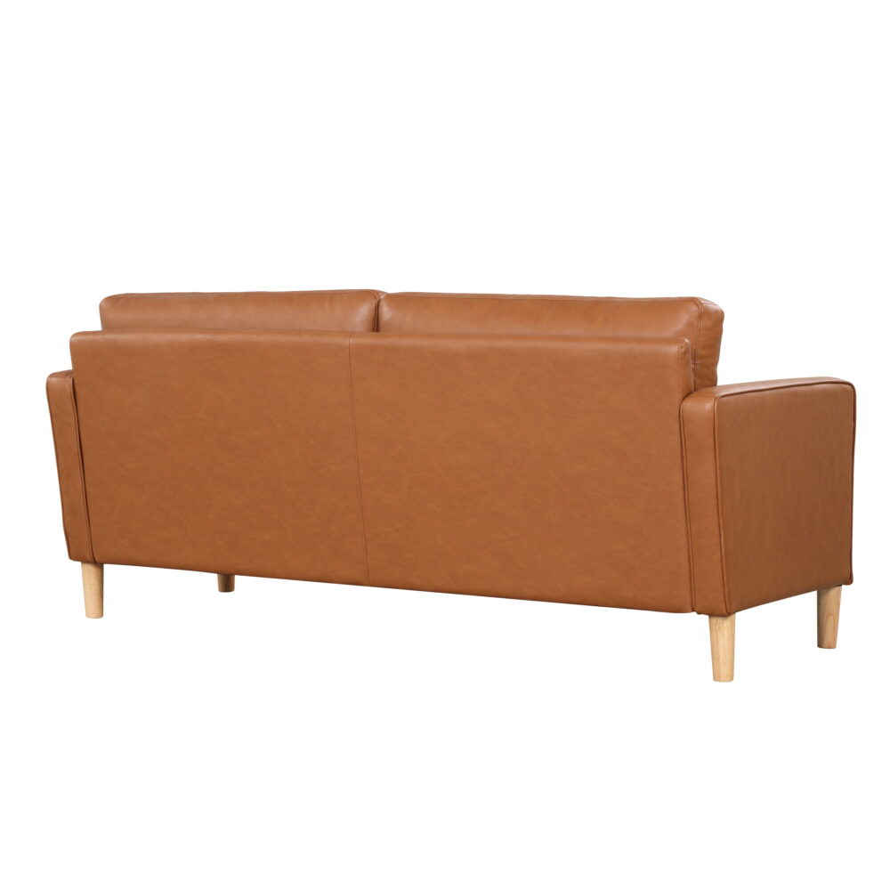 Lifestyle Solutions Lorelei Mid-Century Modern Sofa, Caramel Brown Faux Leather - Image 7