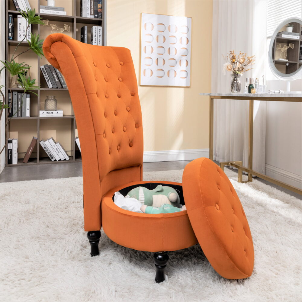 US Pride Furniture   20" Wide Velvet High Back Vanity Chair for Living Room, Red Orange - Image 4