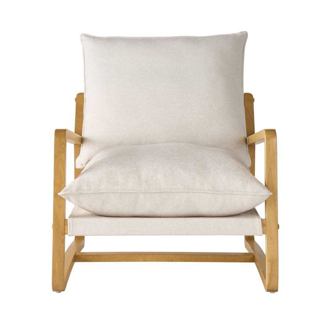 Better Homes & Gardens Wooden Ezra Sling Accent Chair, Cream Linen - Image 3