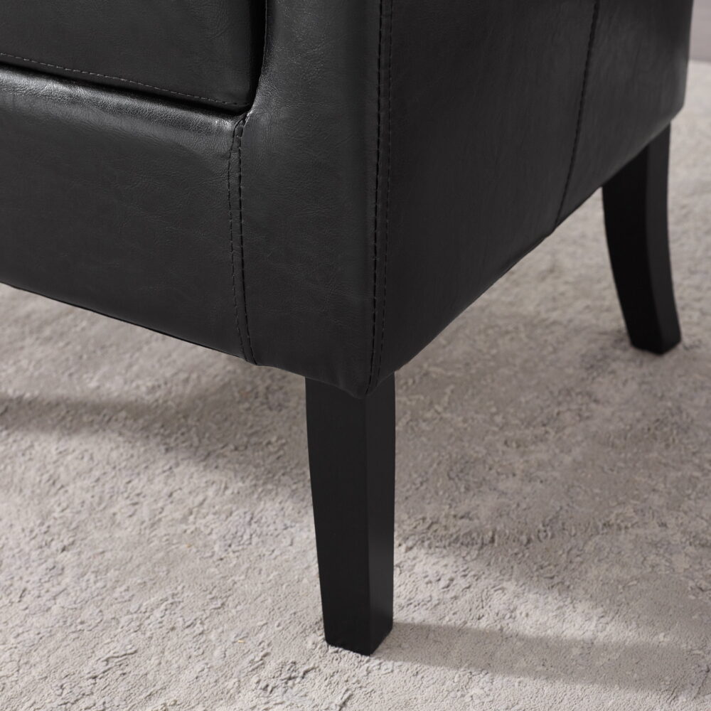 Linon Noelie Side Accent Club Chair, Black Faux Leather - Image 5