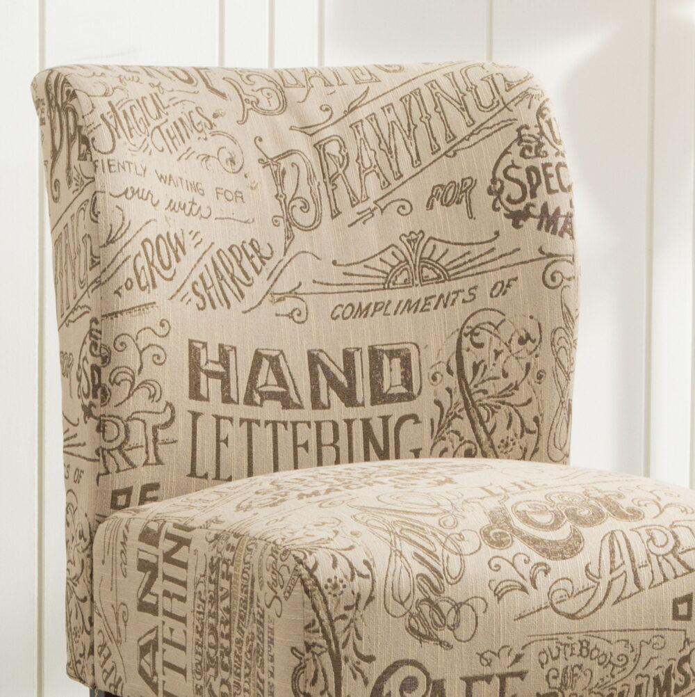 Roundhill Furniture Capa Print Fabric Armless Contemporary Accent Chair, Chalkboard Light Print - Image 6
