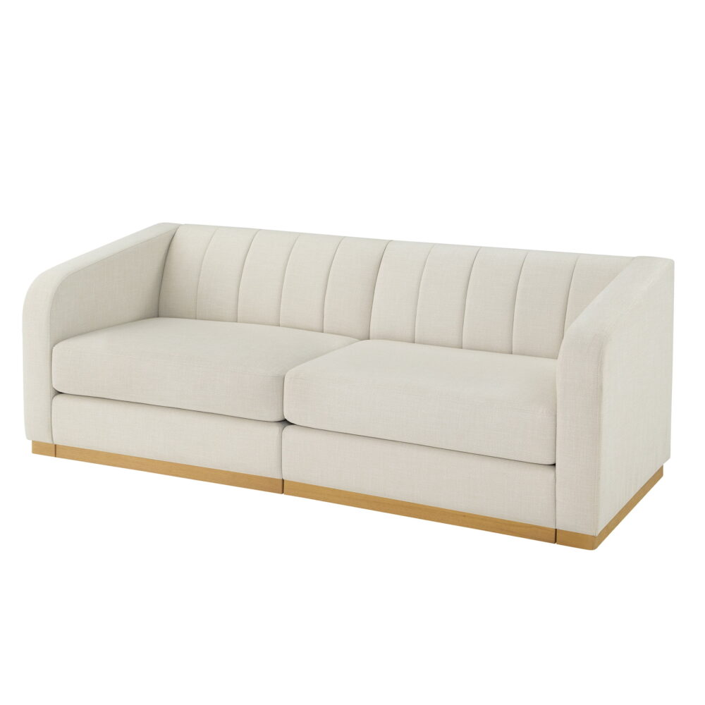 Better Homes & Gardens Lillian Channel Tufted Sofa 83.5" Cream Linen - Image 4