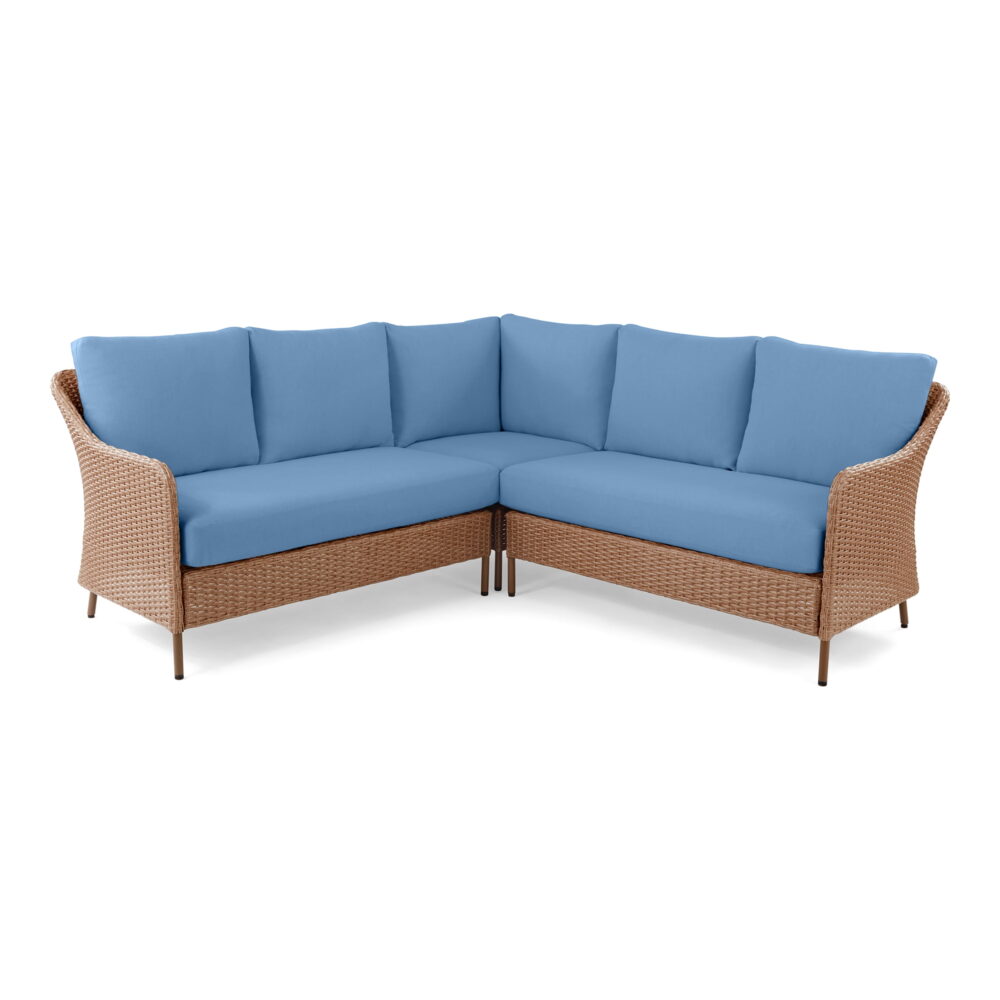 Mainstays Chelsea Outdoor Patio 4-Pieces Sectional Dining Set, Blue - Image 3