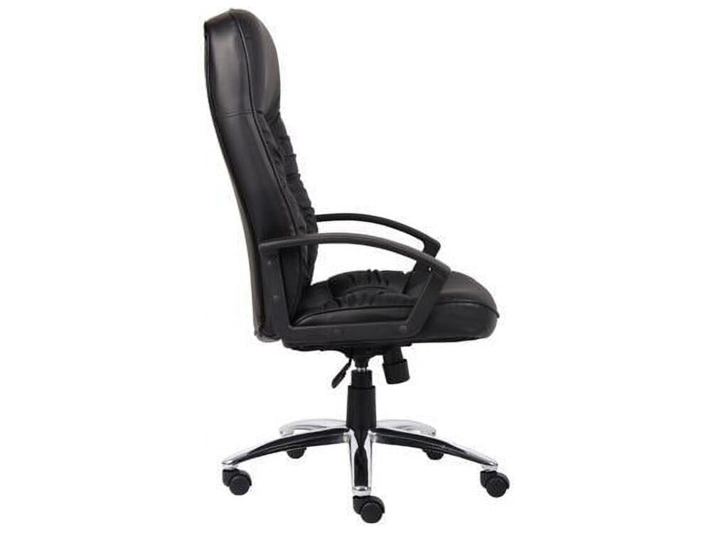 Boss Office Products High Back LeatherPlus Executive Chair with Chrome Base and Casters, Black - Image 6