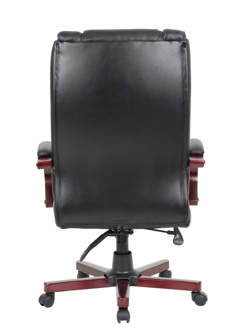 Office Products High Back Executive Wood Finished Chair with Casters, Mahogany - Image 5
