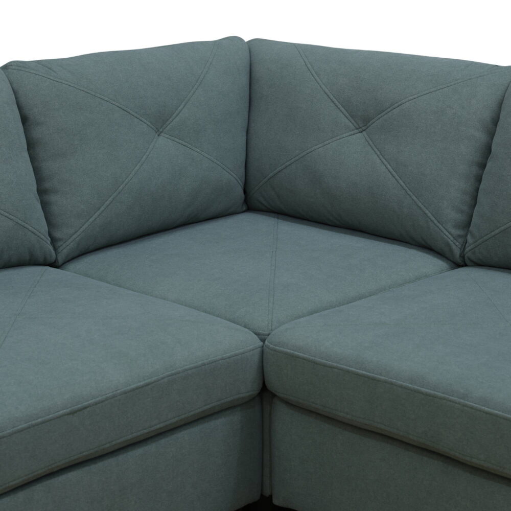 L Shaped Sofa Couch U Shaped Sectional Corner Sofa 6-Seater Furniture Modular Couches for Living room, Dendrobium Green - Image 2
