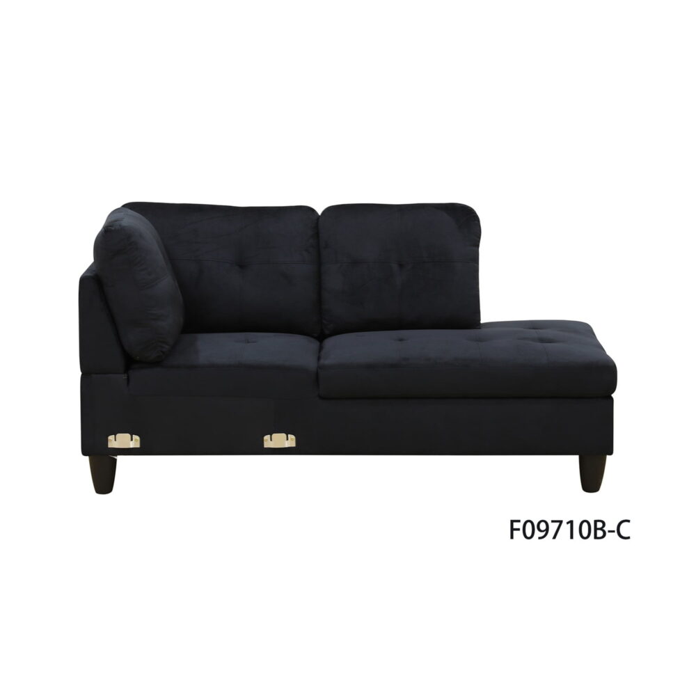 Hommoo L Shaped Couch Set Sectional Sofa Set, Flannel Living Room Furniture Sets, 4-Seat Couches and Sofa Set for Home, Apartment, Dorm, Black(No Ottoman) - Image 5