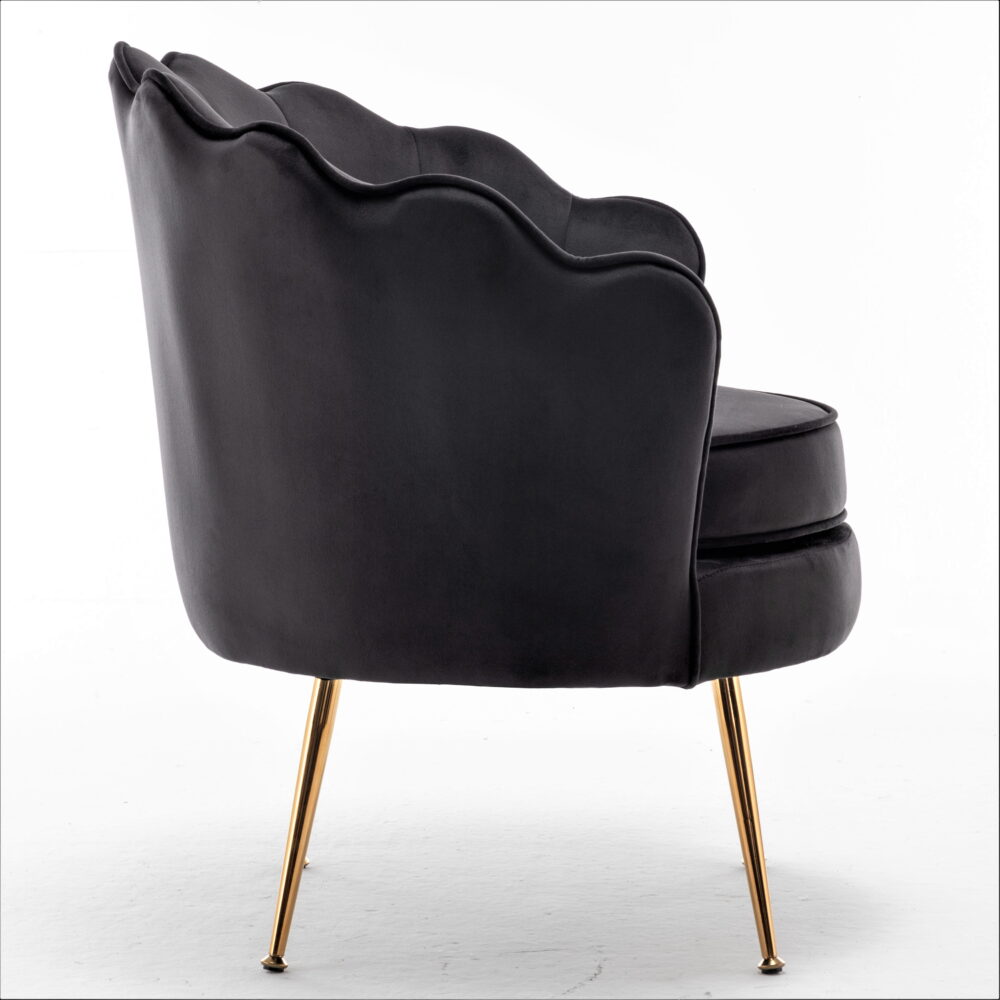 US Pride Furniture Cavett 28.3" Wide Velvet Barrel Chair with Gold Metal Legs Orange - Image 5