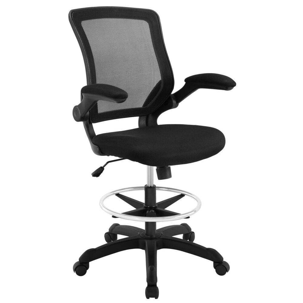 Modway Veer Modern Mesh Fabric & Metal Drafting Chair in Black - Image 2