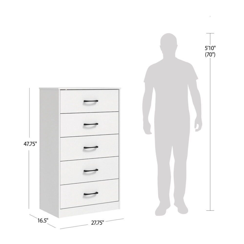 Mainstays Ardent 5 Drawer Dresser, White - Image 4