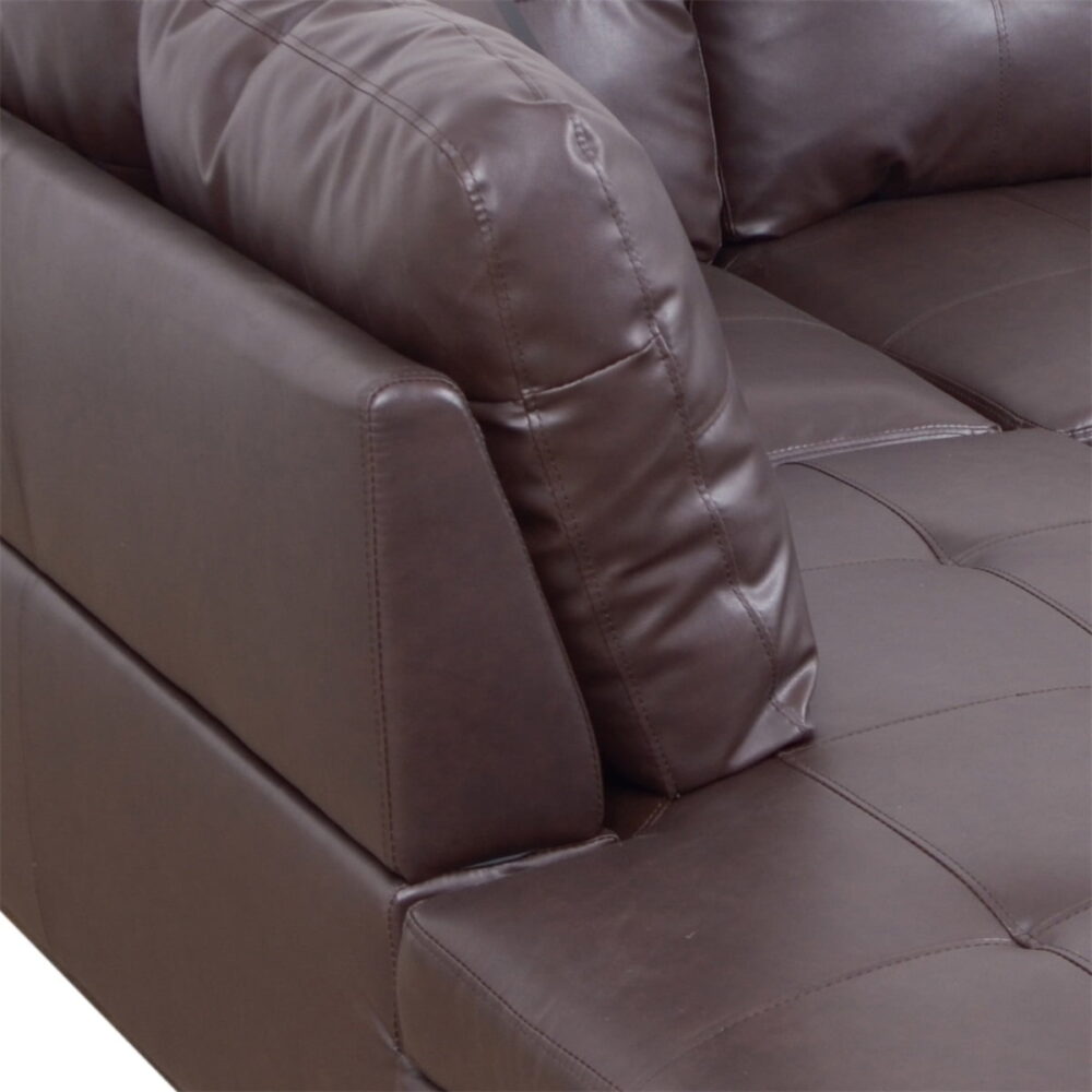 Hommoo Faux Leather Sectional Sofa, 4 Seat Living Room Furniture Sets, Modern L-Shaped Couches and Sofas Set for Home, Brown(No Ottomans) - Image 6