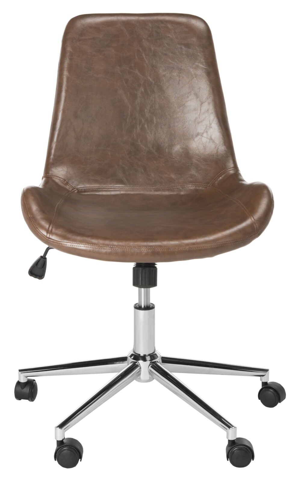 SAFAVIEH Fletcher Modern Swivel Bicast Leather Office Chair, Brown - Image 3