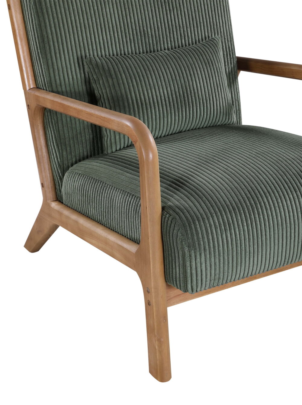Aukfa Corduroy Mid Century Modern Accent Chair w/ Wood Frame&Pillow for Living Room, Frosty Green - Image 6