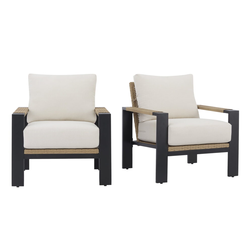 Better Homes & Gardens Ventura 2-Piece Outdoor Wicker Chat Chair, Beige - Image 3