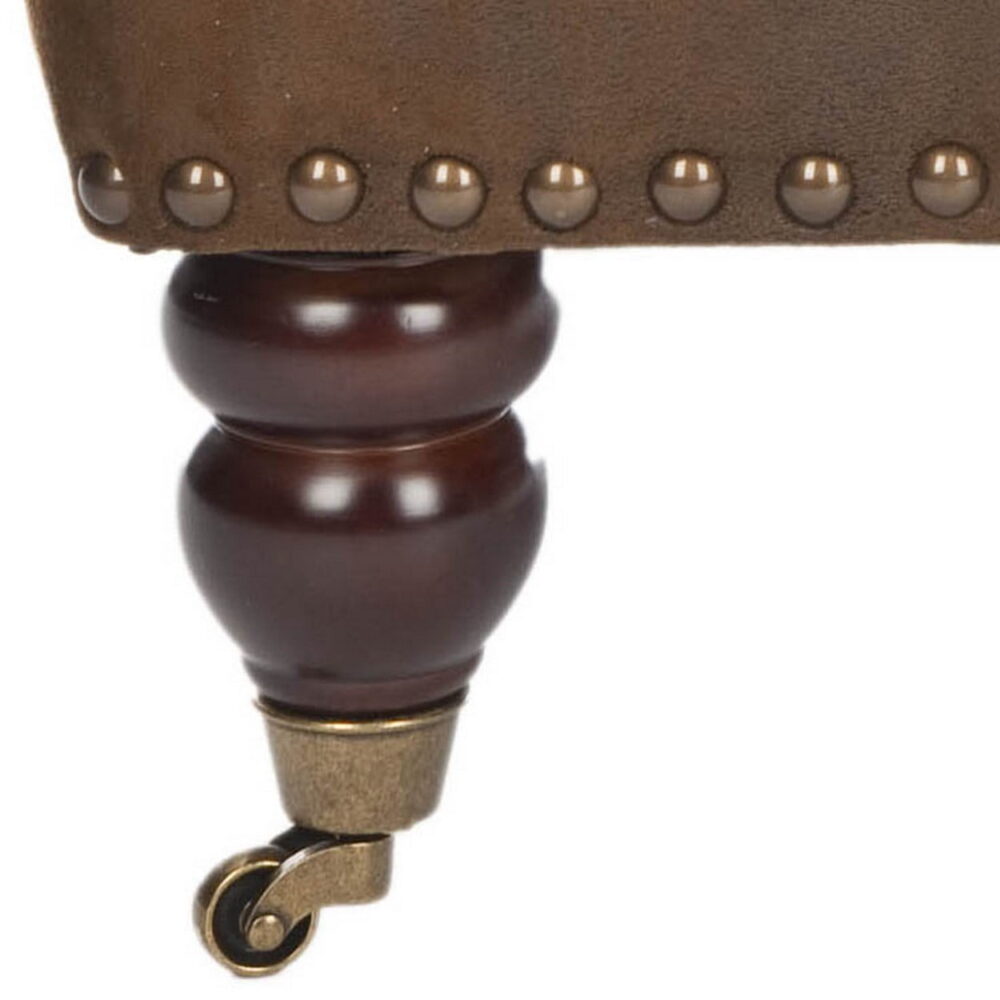 SAFAVIEH Colin Industrial Tufted Club Chair with Casters, Antique Brown - Image 5