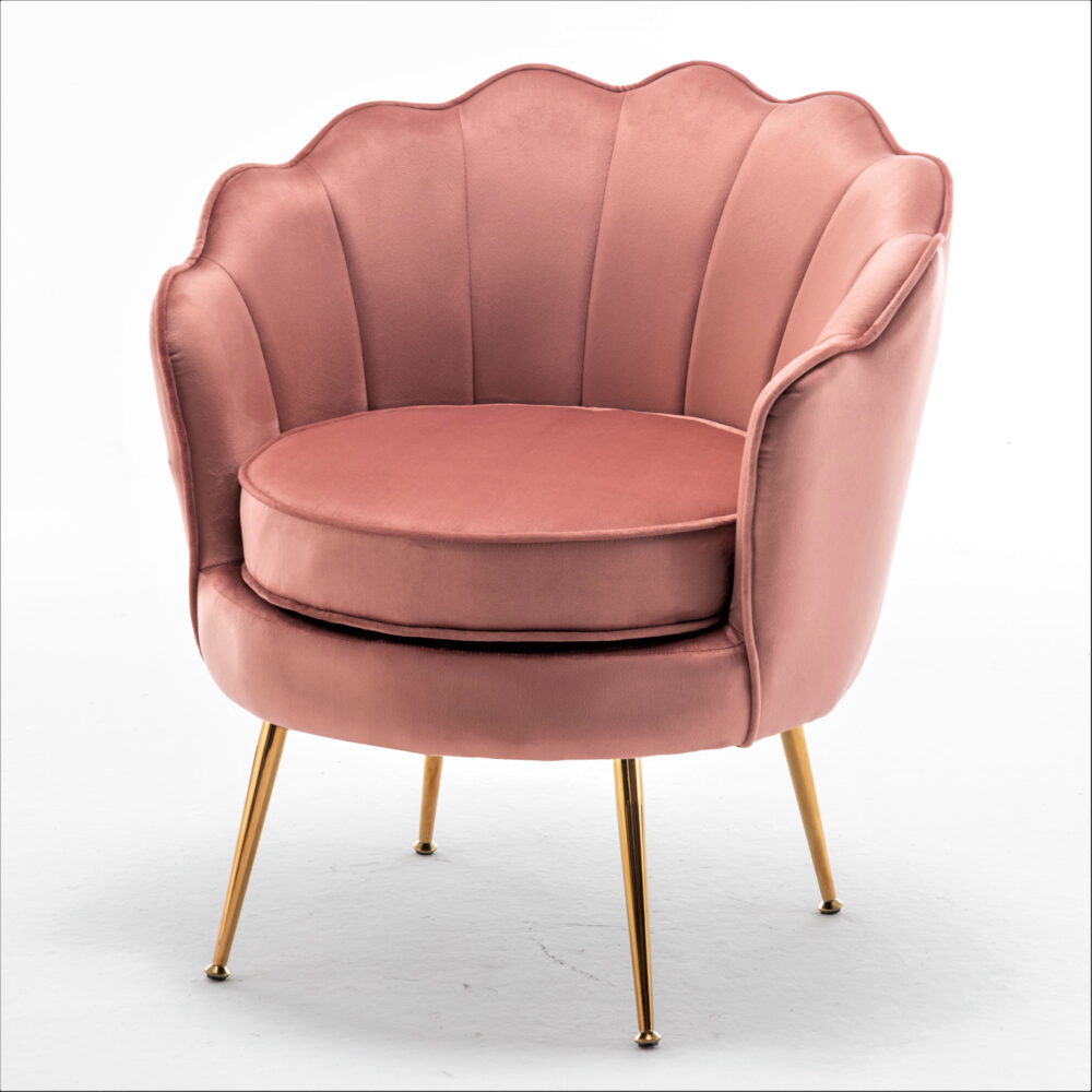 US Pride Furniture Cavett 28.3" Wide Velvet Barrel Chair with Gold Metal Legs Rose - Image 3