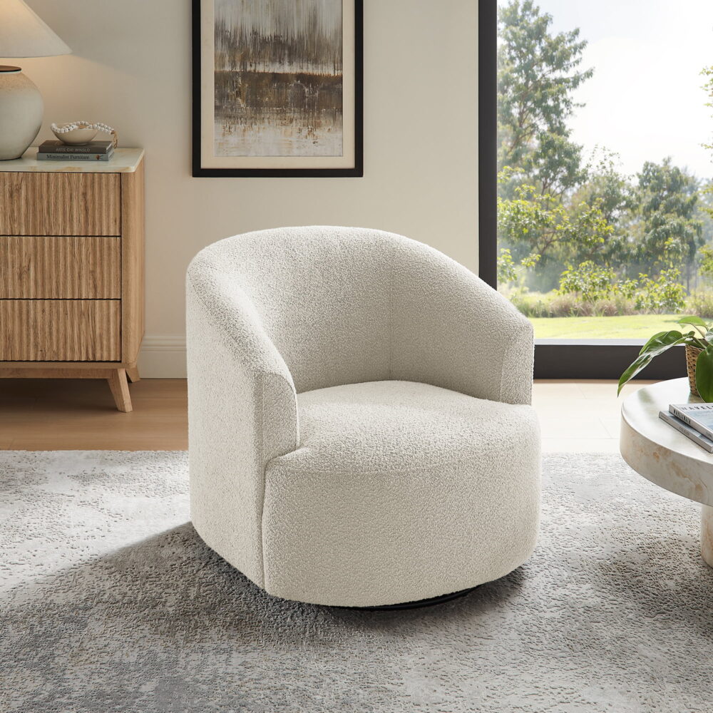 Mainstays Boucle Swivel Accent Chair, Cream - Image 4