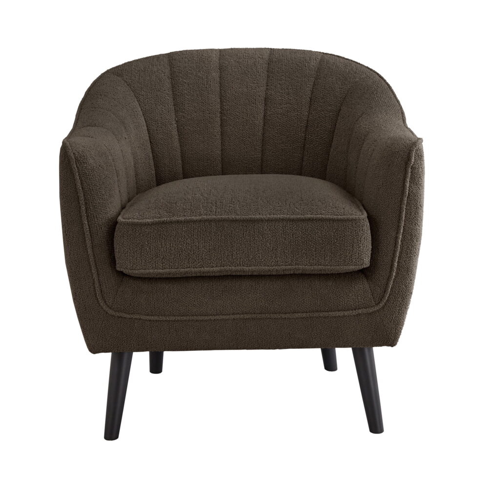 Weston Home Rhyl Mid-Century Modern Channel-Tufted Accent Chair, Dark Chocolate - Image 5