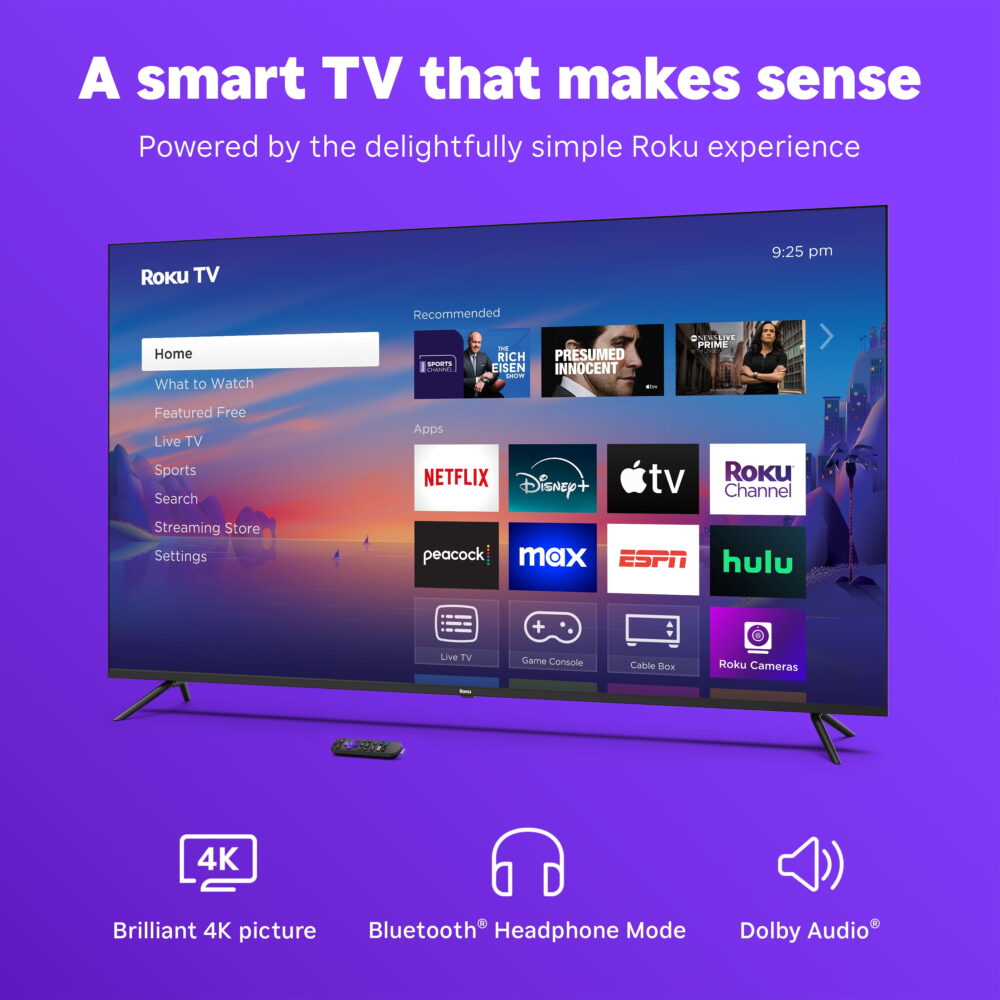 Roku Smart TV 2025 – 75-Inch Select Series, 4K HDR TV – Roku TV with Enhanced Voice Remote - Image 4