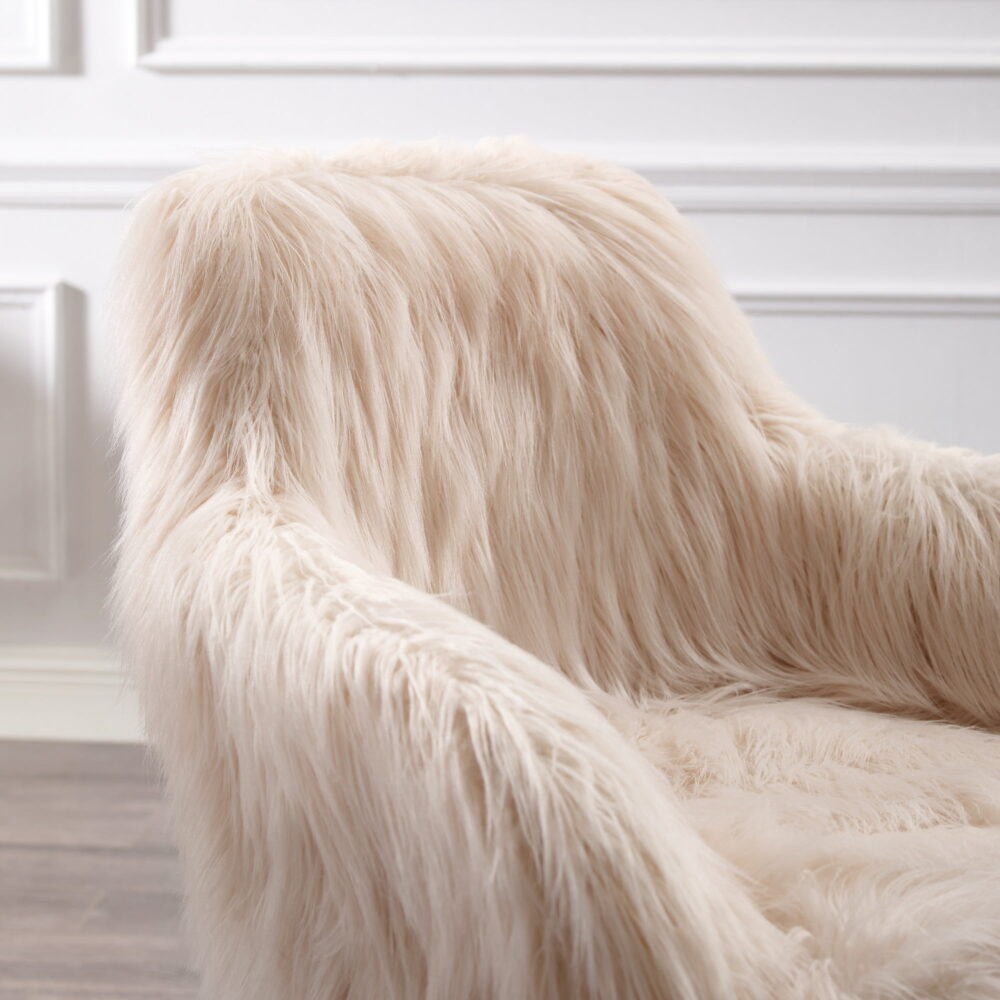 Linon Fiona Faux Fur Swivel Office Chair with Wheels in Pink - Image 2