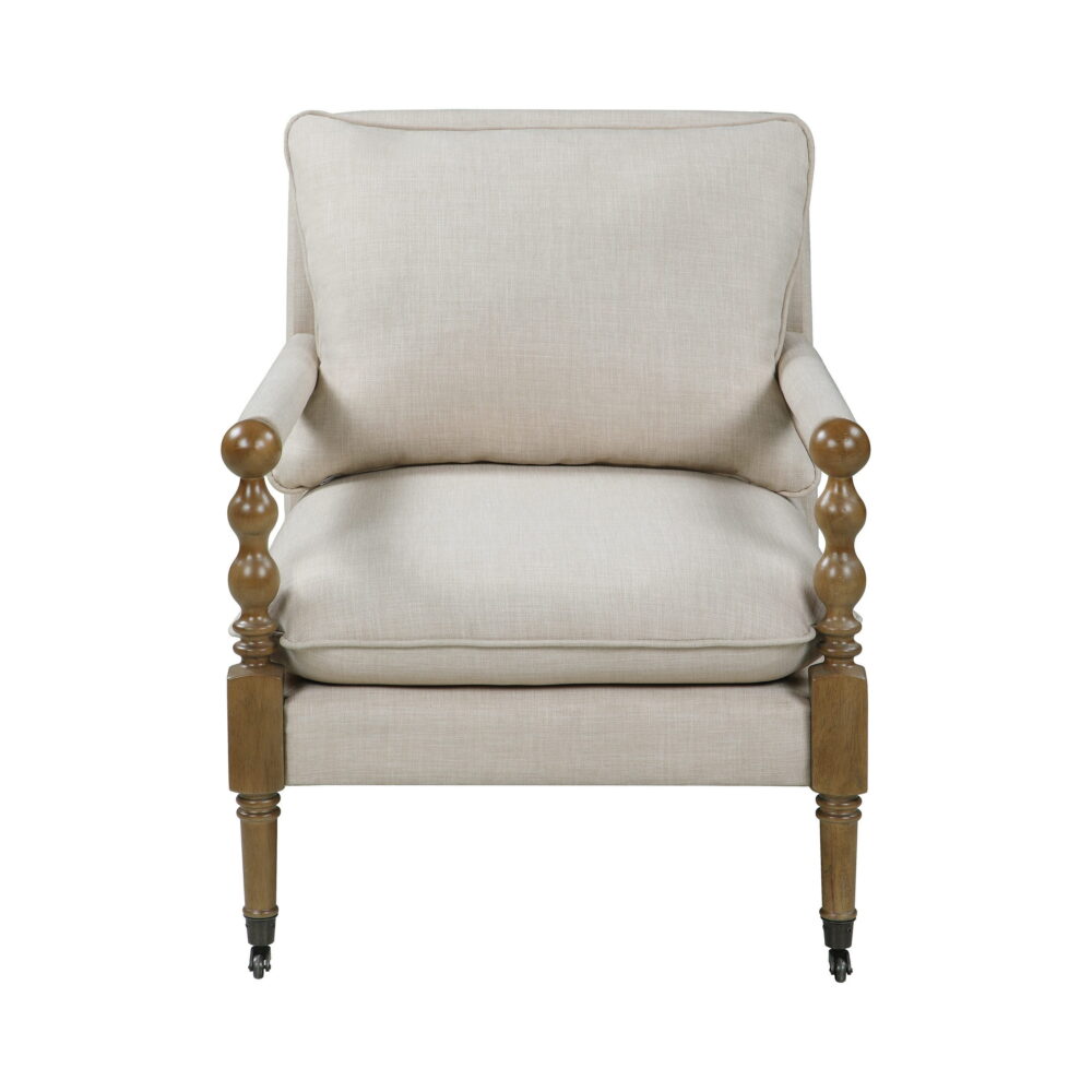 Upholstered Accent Chair with Casters Beige - Image 2