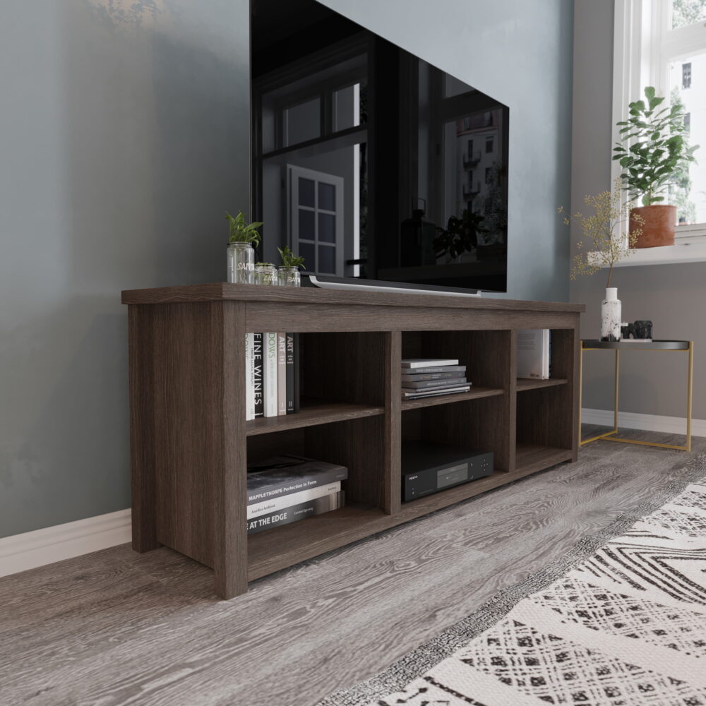 Flash Furniture Kilead Collection 3 Shelves Modern TV Stand, Espresso - Image 2