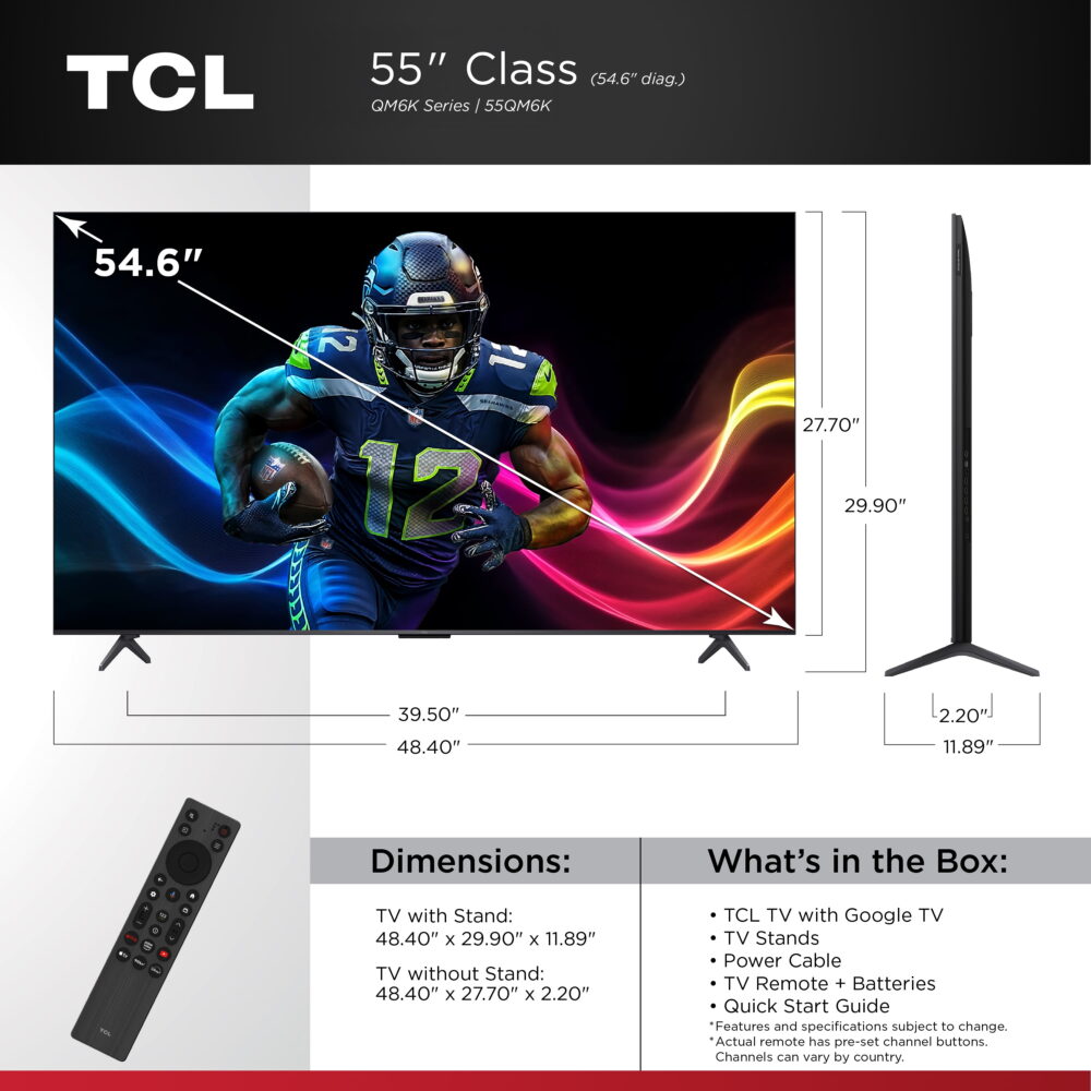 TCL 55" QM6K Series QD-Mini LED QLED 4K UHD Smart TV with Google TV (NEW 2025) 55QM6K - Image 3
