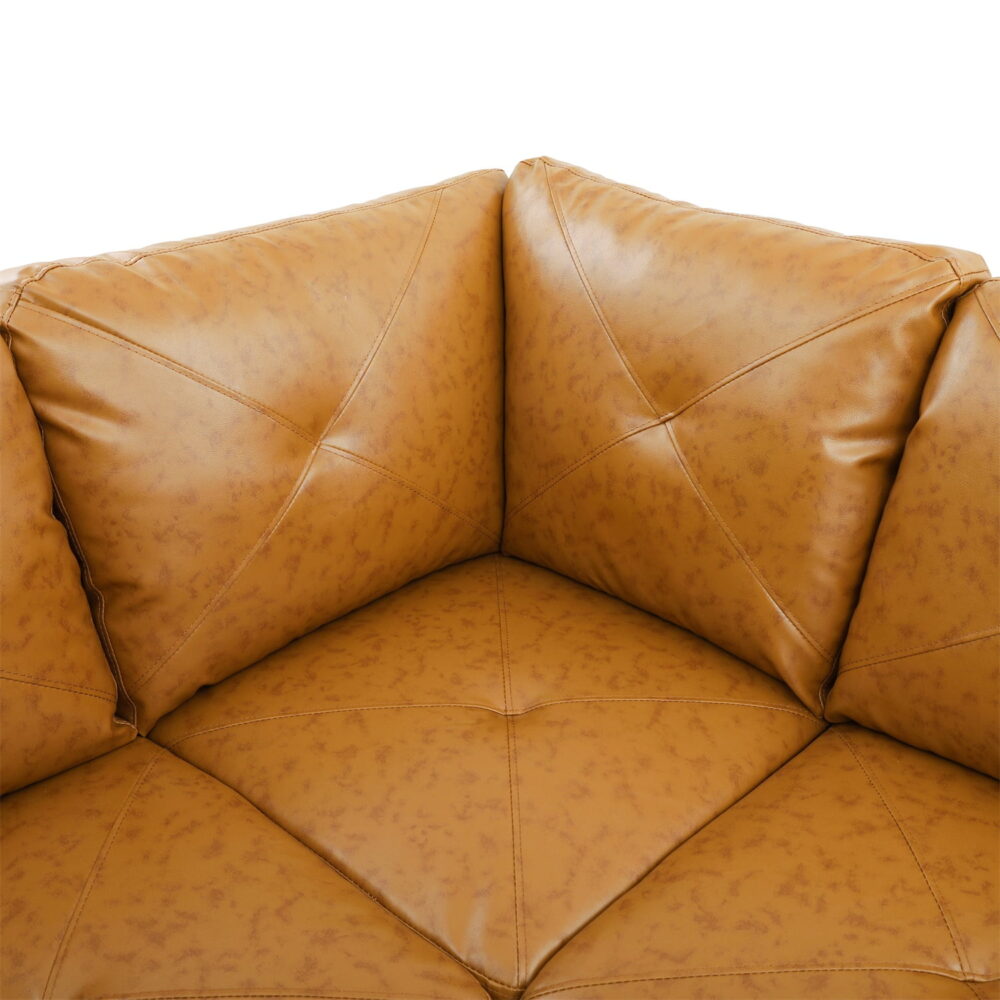 Hommoo Faux Leather Sectional Sofa, 4-Seat L-Shaped Couch, Modern Indoor Living Room Furniture, Apartment, Office, Ginger(Without Ottoman) - Image 6