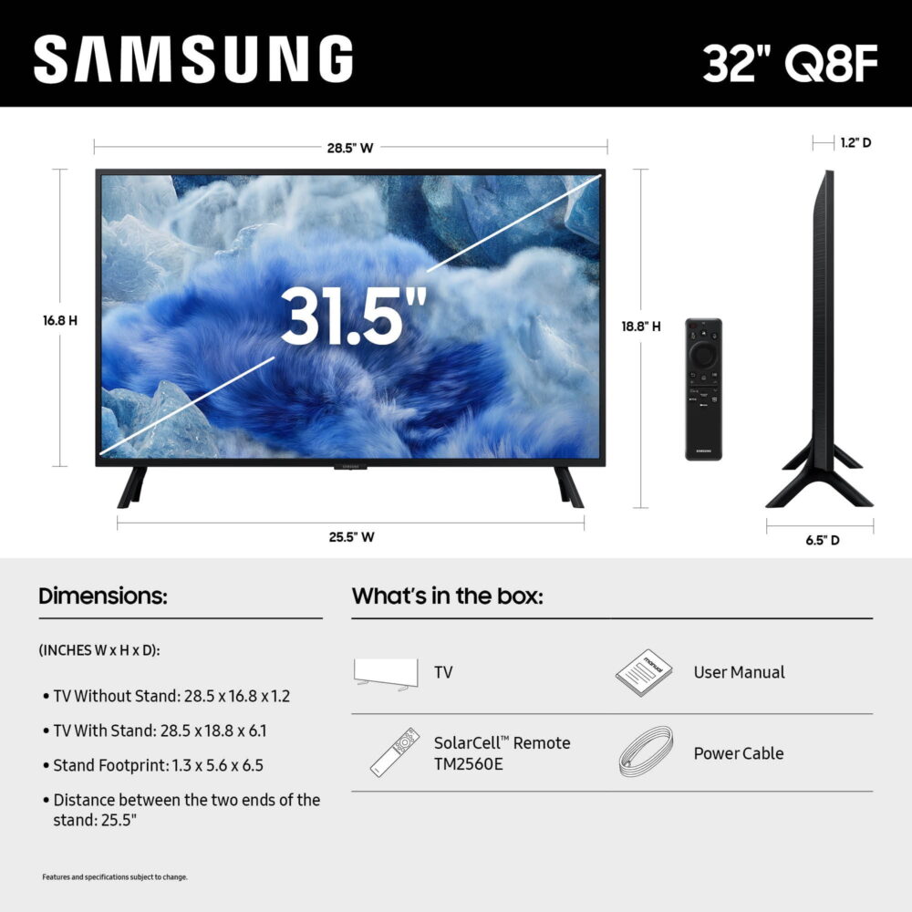 Samsung 32” Class QLED Q8F 4K Samsung Vision AI Smart TV 2025 - QN32Q8FAAFXZA - Image 5